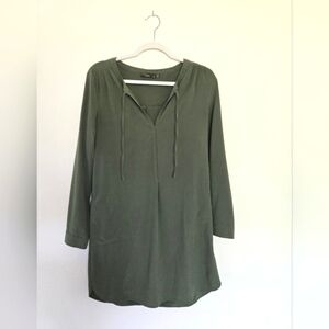 Prana Olive Green Long Sleeve Tunic Dress with Pockets | size small